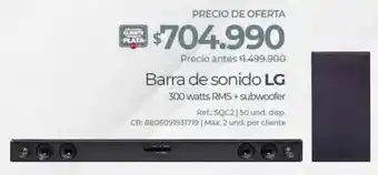 Barra de sonido LG 300 watts RMS + subwoofer