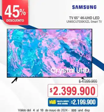 Ktronix SAMSUNG TV 65" 4K-UHD LED UN65CU7000KXZL Smart TV oferta