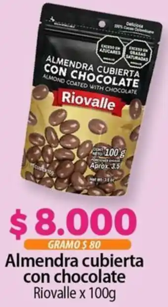 Almendra cubierta con chocolate Riovalle x 100g