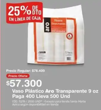 Makro Vaso Plástico Aro Transparente 9 oz Paga 400 Lleva 500 Und oferta