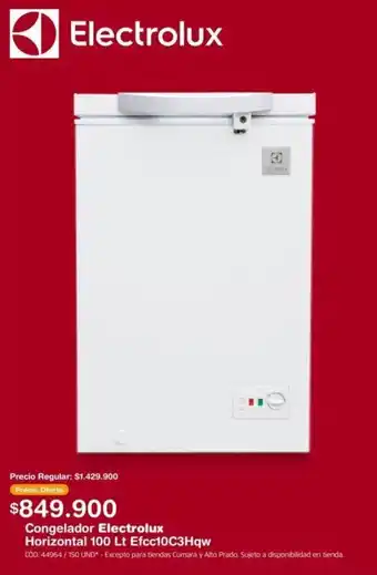 Makro Congelador Electrolux Horizontal 100 Lt Efcc10C3Hqw oferta