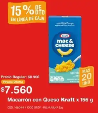 Makro Macarrón con Queso Kraft x 156g oferta