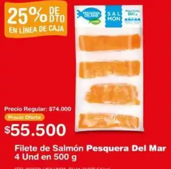 Makro Filete de Salmón Pesquera Del Mar 4 Und en 500g oferta