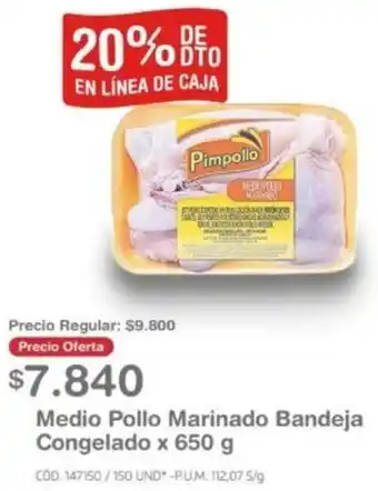 Makro Medio Pollo Marinado Bandeja Congelado x 650g oferta