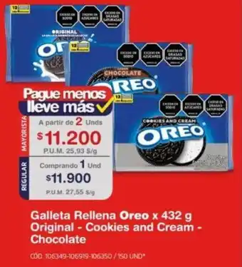 Makro Galleta Rellena Oreo x 432g oferta