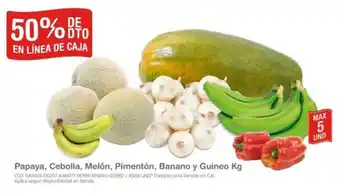 Makro Papaya, Cebolla, Melón, Pimentón, Banano y Guineo kg oferta