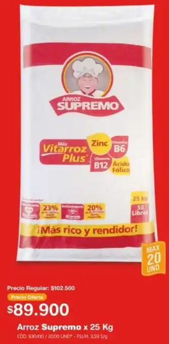 Makro Arroz Supremo x 25kg oferta