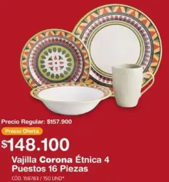 Makro Vajilla Corona Étnica 4 Puestos 16 Piezas oferta