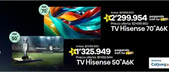 Éxito TV Hisense 70"A6K oferta