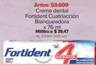 Surtimax Crema dental Fortident Cuatriacción Blanqueadora x 76ml oferta