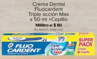 Surtimax Crema Dental Fluocardent Triple acción Max x 50 ml +Cepillo oferta