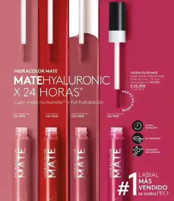 Ésika HIDRACOLOR MATE Labial líquido mate de larga duración 6 ml / .21 fl.oz. oferta