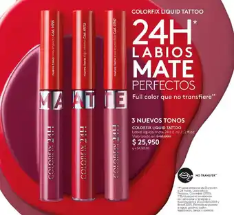 COLORFIX LIQUID TATTOO Labial líquido mate 24H 6 ml/.2 fl.oz.
