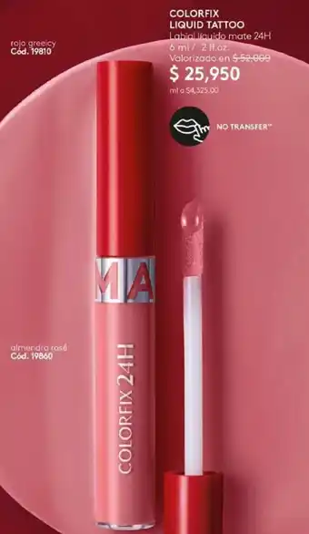 Ésika COLORFIX LIQUID TATTOO Labial líquido mate 24H 6 ml/.2 fl.oz. oferta