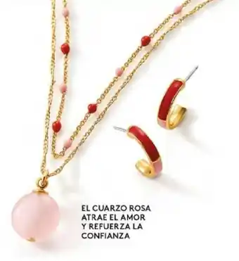 Ésika SET CHERRY GOLD (COLLAR + ARETES) Collar de 42 a 49 cm. Aretes de 1.5 cm. oferta