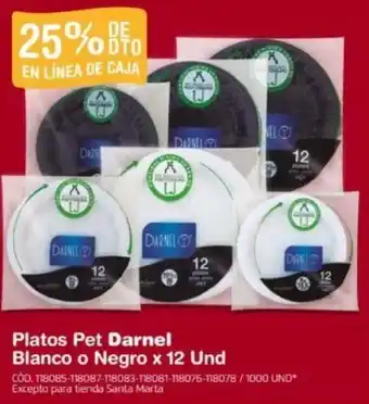 Makro Platos Pet Darnel Blanco o Negro x 12 Und oferta