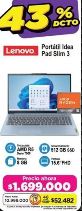 Alkomprar Lenovo Portátil Idea Pad Slim 3 oferta