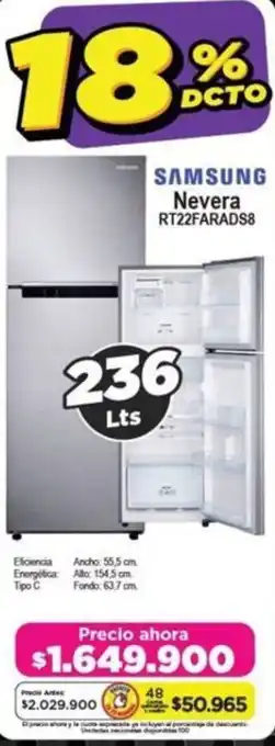 Alkomprar SAMSUNG Nevera RT22FARADS8 236L oferta