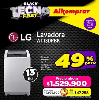 Alkomprar LG Lavadora WT13DPBK 13kg oferta