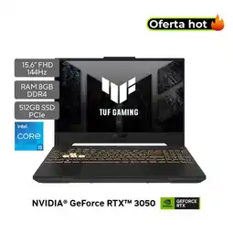 Falabella Portátil Gamer ASUS TUF F15 | GeForce RTX 3050 | Intel Core i5 | 8GB de RAM | 512GB SSD de almacenamiento | Windows 11 |15.6 oferta