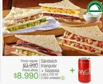 Jumbo Sándwich triangular + gaseosa lata x 235 mi oferta