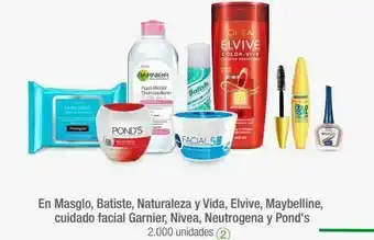 Jumbo En masglo, batiste, naturaleza y vida, elvive, maybelline, cuidado facial garnier, nivea, neutrogena y pond's oferta