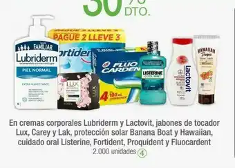 Jumbo En cremas corporales lubriderm y lactovit, jabones de tocador lux, carey y lak, protección solar banana boat y hawaiian, cuid oferta