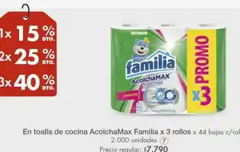 Metro En toalla de cocina acolchamax familia x 3 rollos oferta