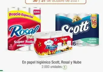 Jumbo En papel higiénico scott, rosal y nube oferta