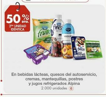 Metro En bebidas lácteas, quesos del autoservicio, cremas, mantequillas, postres y jugos refrigerados alpina oferta