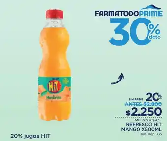FarmaTodo REFRESCO HIT MANGO X 500ML oferta