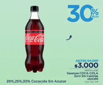 FarmaTodo Gaseosa COCA-COLA Zero Sin Calorias x 600ml oferta
