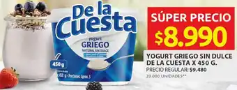 Ara YOGURT GRIEGO SIN DULCE DE LA CUESTA X 450G oferta