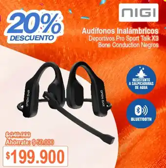 Alkosto NIGI Audífonos Inalámbricos Deportivos Pro Sport Talk X3 Bone Conduction Negros oferta