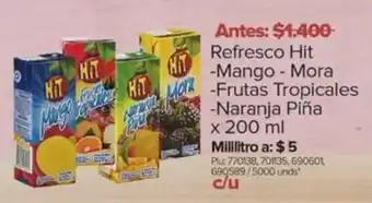 Surtimax Refresco Hit Mango / Mora / Frutas Tropicales / Naranja Piña x 200 ml oferta