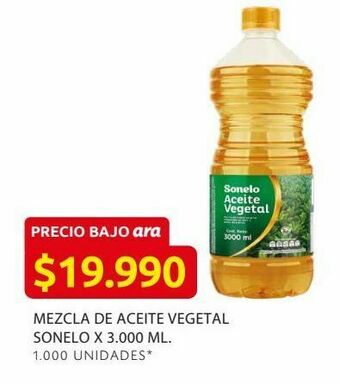 Ara Mezcla de aceite vegetal sonelo x 3.000 ml oferta
