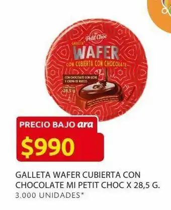Ara Galleta wafer cubierta con chocolate mi petit choc x 28,5 g. oferta