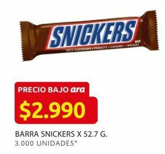 Ara Barra snickers x 52.7 g. oferta