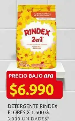 Ara Detergente rindex flores x 1.500 g. oferta