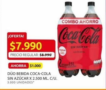 Ara Dúo bebida coca-cola sin azúcar x 2.500 ml. c/u. oferta