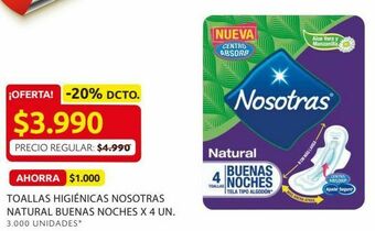 Ara Toallas higiénicas nosotras natural buenas noches x 4 un. oferta