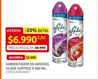 Ara Ambientador en aerosol glade surtido x 400 ml. oferta