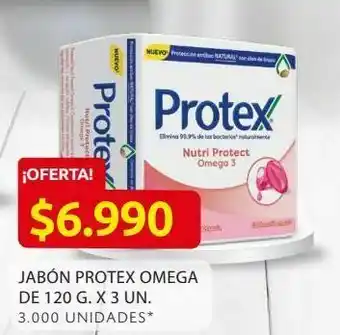 Ara Jabón protex omega de 120 g. x 3 un. oferta