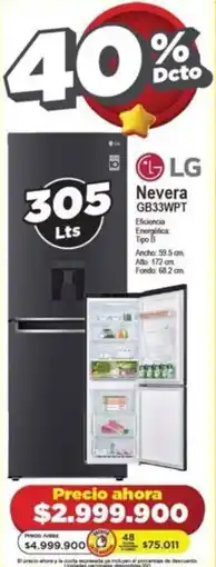 Alkomprar LG Nevera GB33WPT 305L oferta