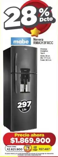 Alkomprar Mabe Nevera RMA313FXCC oferta