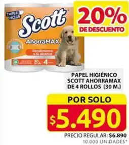 Ara PAPEL HIGIÉNICO SCOTT AHORRAMAX DE 4 ROLLOS 30M oferta