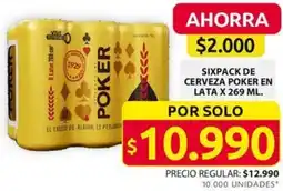 Ara SIXPACK DE CERVEZA POKER EN LATA X 269ML oferta