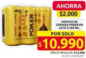 Ara SIXPACK DE CERVEZA POKER EN LATA X 269ML oferta