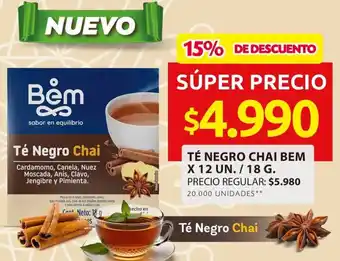 Ara TÉ NEGRO CHAI BEM X 12 UN./18G oferta