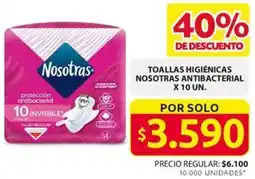 Ara TOALLAS HIGIÉNICAS NOSOTRAS ANTIBACTERIAL X 10 UN. oferta
